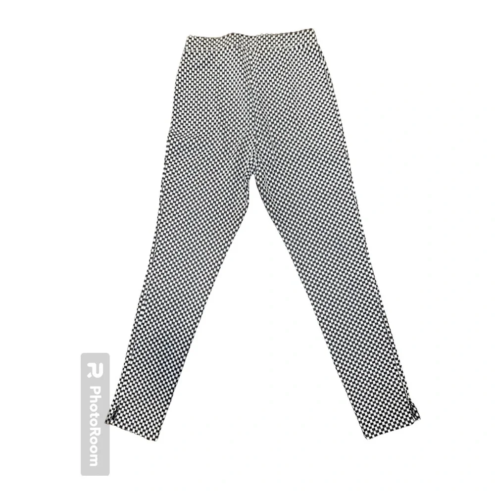 HOUNDSTOOTH HIGH WAISTED BLACK & WHITE STRETCHY PANTS SIZE M - Picture 2 of 6